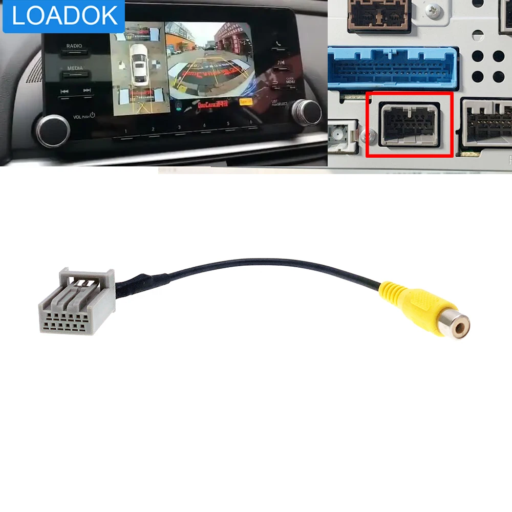 12 Pin Car Radio Reverse Parking Camera RCA Wiring Harness Adapter