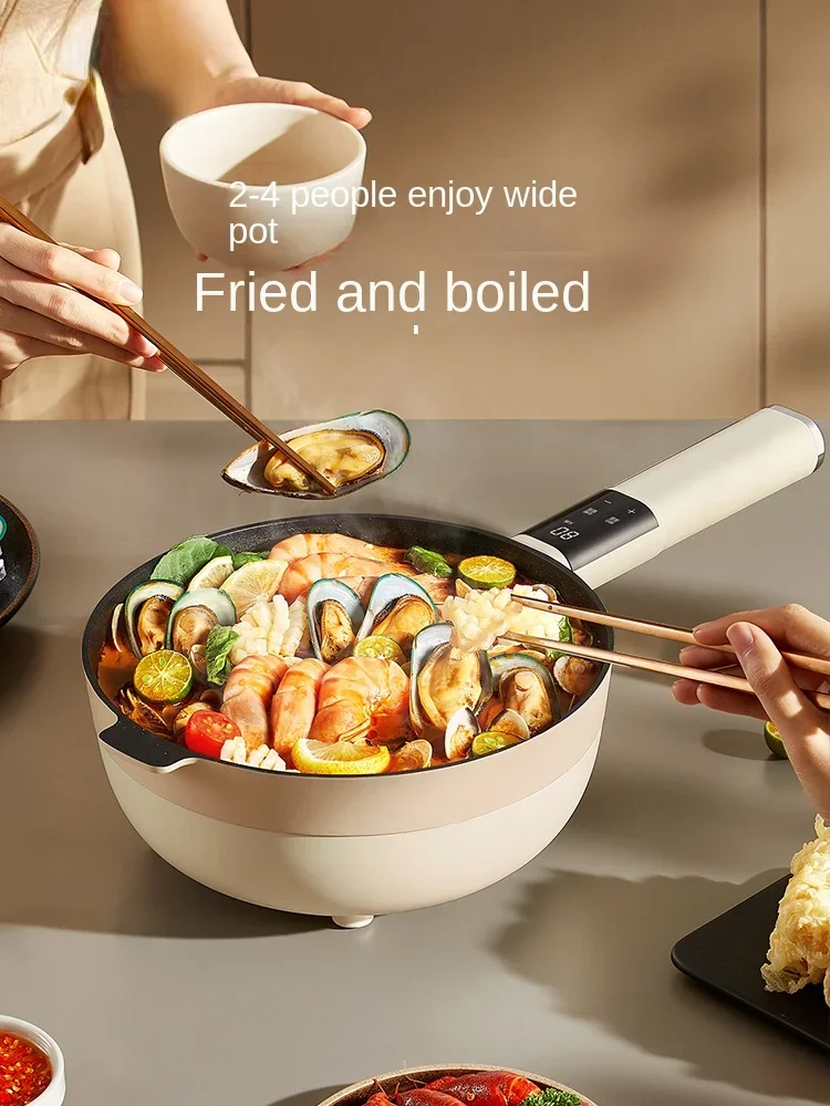 Multi Cookers 220V Electric Wok with Multi-function Electric Hot Pot for Home Dormitory, Stir-fried Vegetable Pot 3