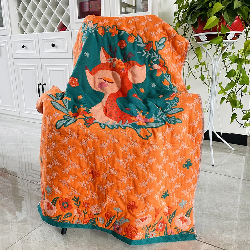 Animal Cartoon Gauze Bath Towel for Kids and Women Cats Bathroom 70*140 Adults Double-Sided Jacquard