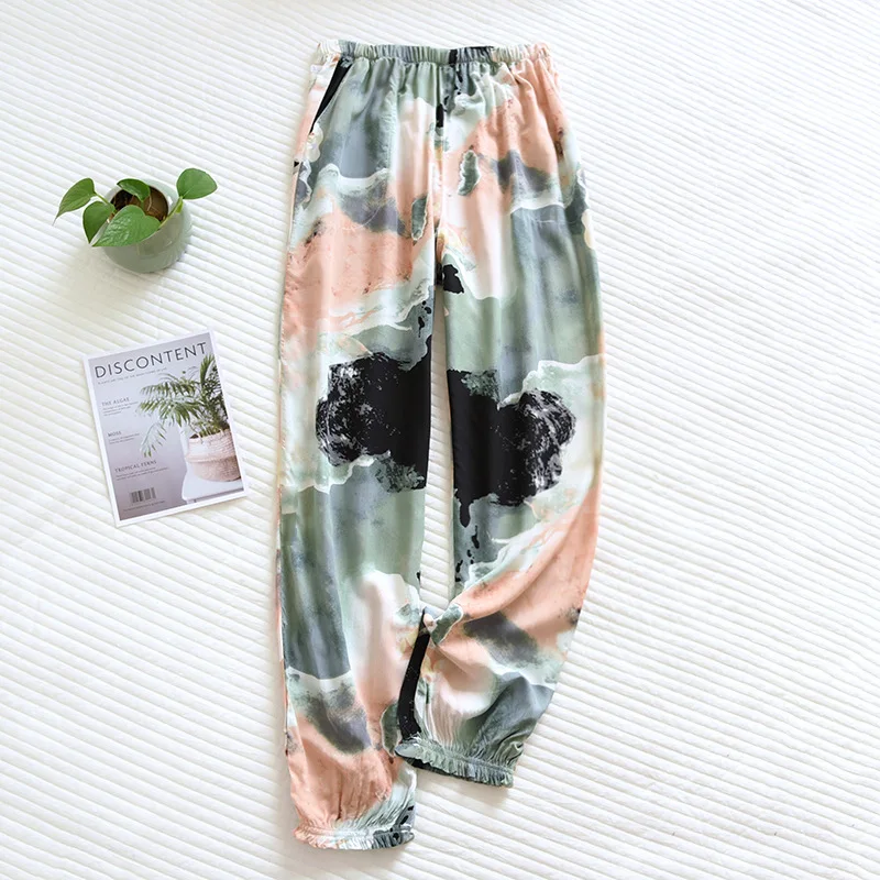 Summer Thin Anti Mosquito Pants Elastic Waist Viscose Sleep