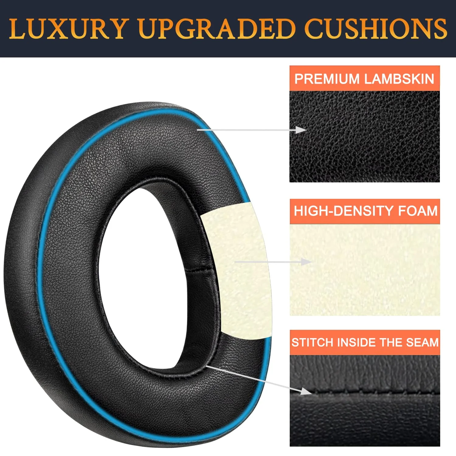 Replacement Lambskin Sheepskin Earpads Ear Pads Cushions With Noise Isolation Memory Foam for Sennheiser HD700 HD 700 Headphones