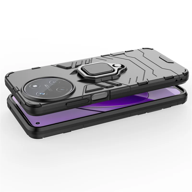 Rugged Shockproof Armor Phone Case with Magnetic Ring Holder Stand & Back Cover