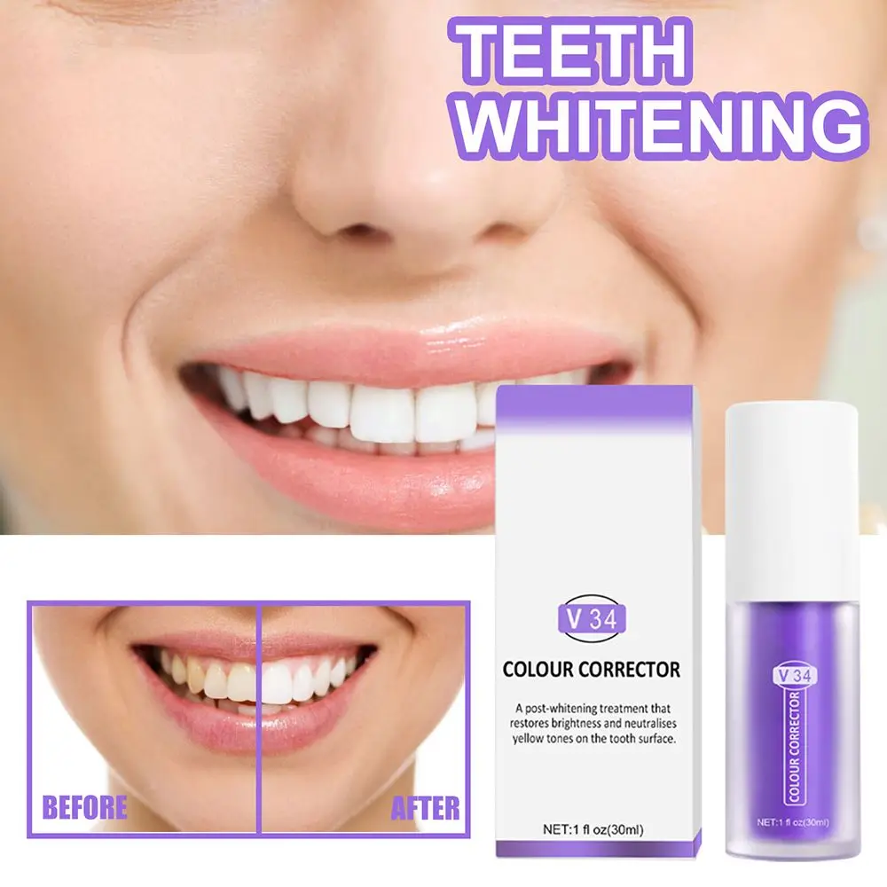 1pc V34 Colour Corrector Toothpaste Teeth Whitening Sensitive Teeth Toothpaste Stain Removal Mouth Breathing Freshener Oral Care - Toothpaste - AliExpress