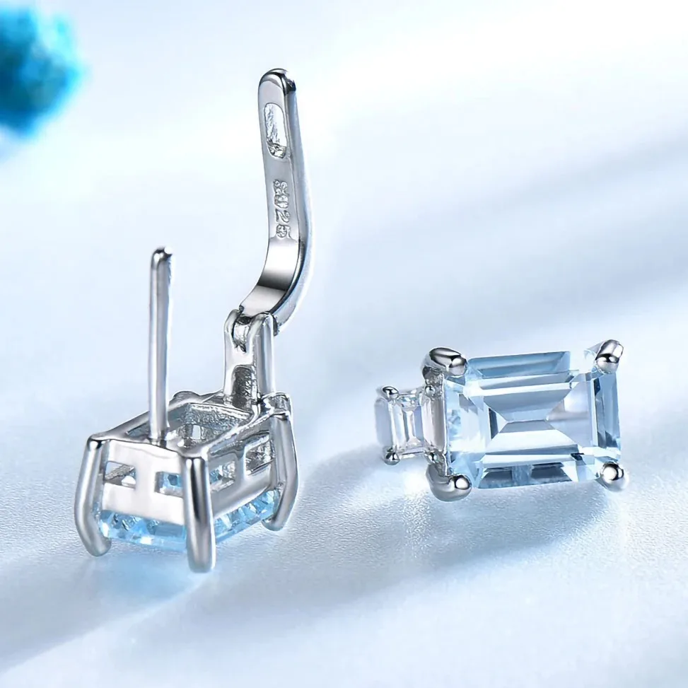 925 Sterling Silver Clip Earrings for Women Natural Gemstone Earrings