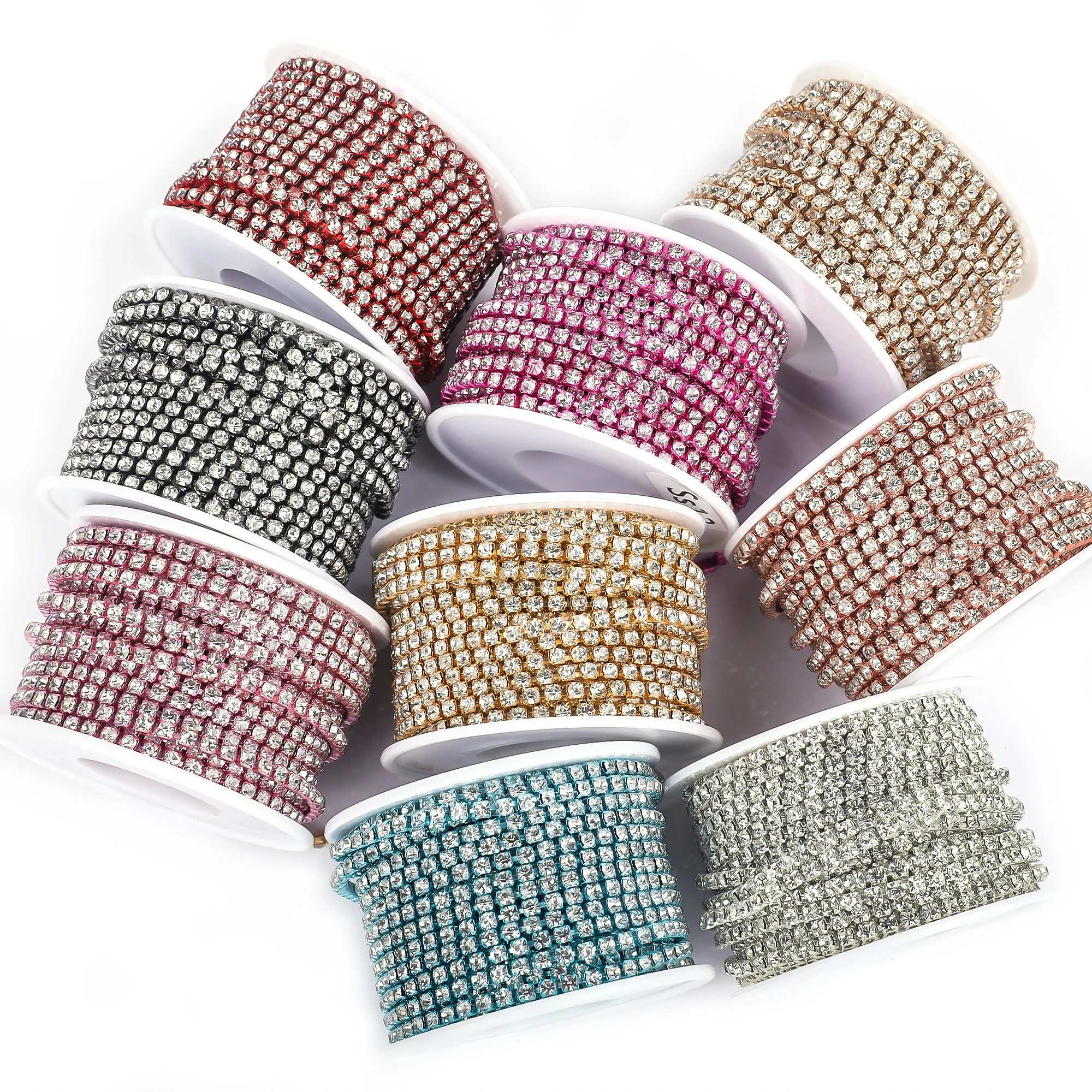VC SS4.5-SS18 (1,5 mm-4,5 mm) Silber/Gold Rot AB Basis Kristall Dichte Bekleidung Nähen Glas Strass Tasse Kette DIY Kristall Trimmen – Detail 6