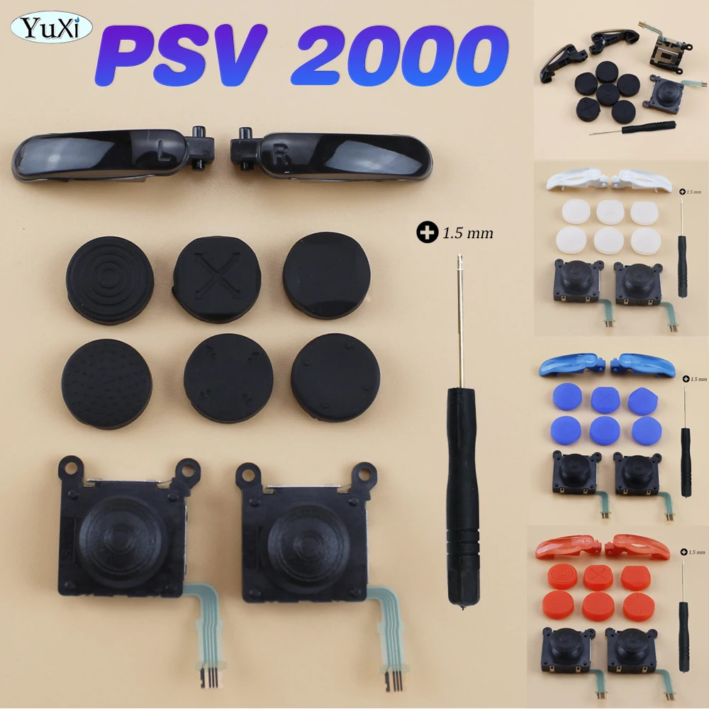 

1Set 3D Analog Joystick For PSV 2000 L R Thumbstick Button Silicone Grip Cap Cover Kit For PS Vita 2000 Controller Accessories