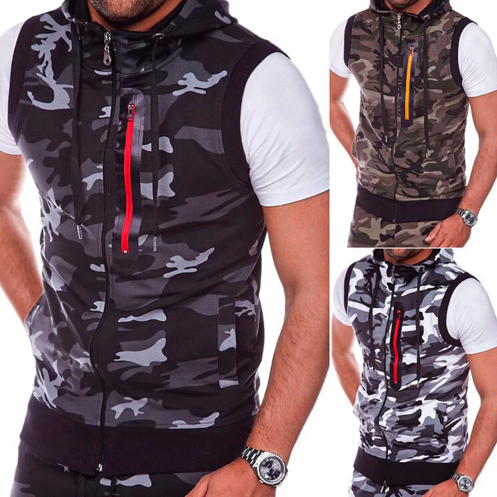 Autumn Camo Print Sleeveless Vest Coat for Women