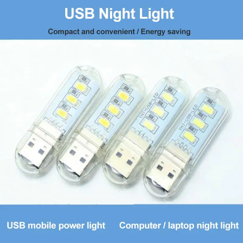 Tanio Mini przenośne doprowadziły lampka nocna USB ciepła odporny na