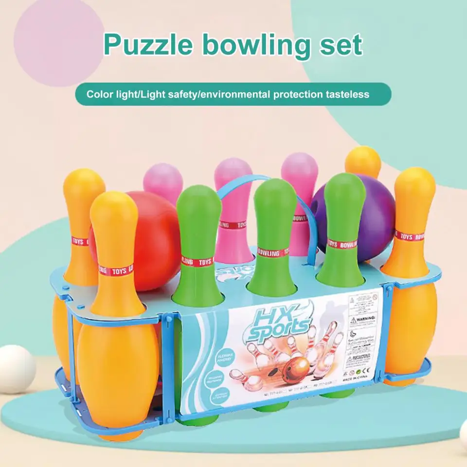 Kit De Bowling Pour Enfants - 6 Quilles Légères + Balle - Jeu D'Extérieur/Intérieur - Apprentissage Couleurs