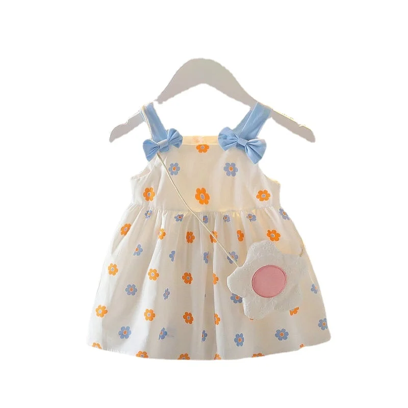 

Summer Dress for 1-4 Years Baby Girls Cute Clothes Japanese Style Suspender Dress Free Gift Daisy Flaral Bag