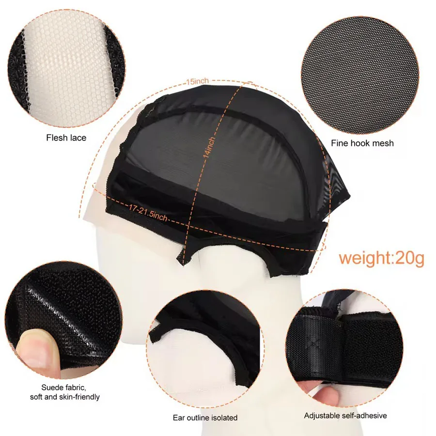 Cappello per parrucca sintetica intrecciata con capelli di bambino, cappello per parrucca all'uncinetto per trecce all'uncinetto, cappelli per parrucche in pizzo HD doppio senza colla per donna - immagine 6
