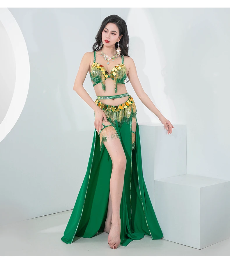 女性のためのスクエアスパンコールベリーダンス衣装,光沢のあるブラ