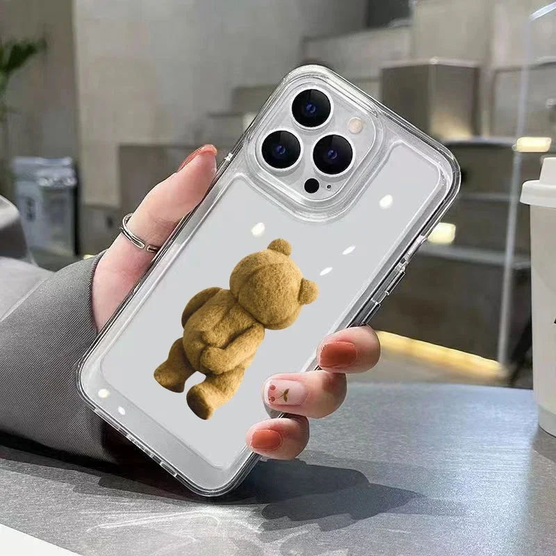 Teddy Bear Couple Cartoon Clear Phone Case Cover