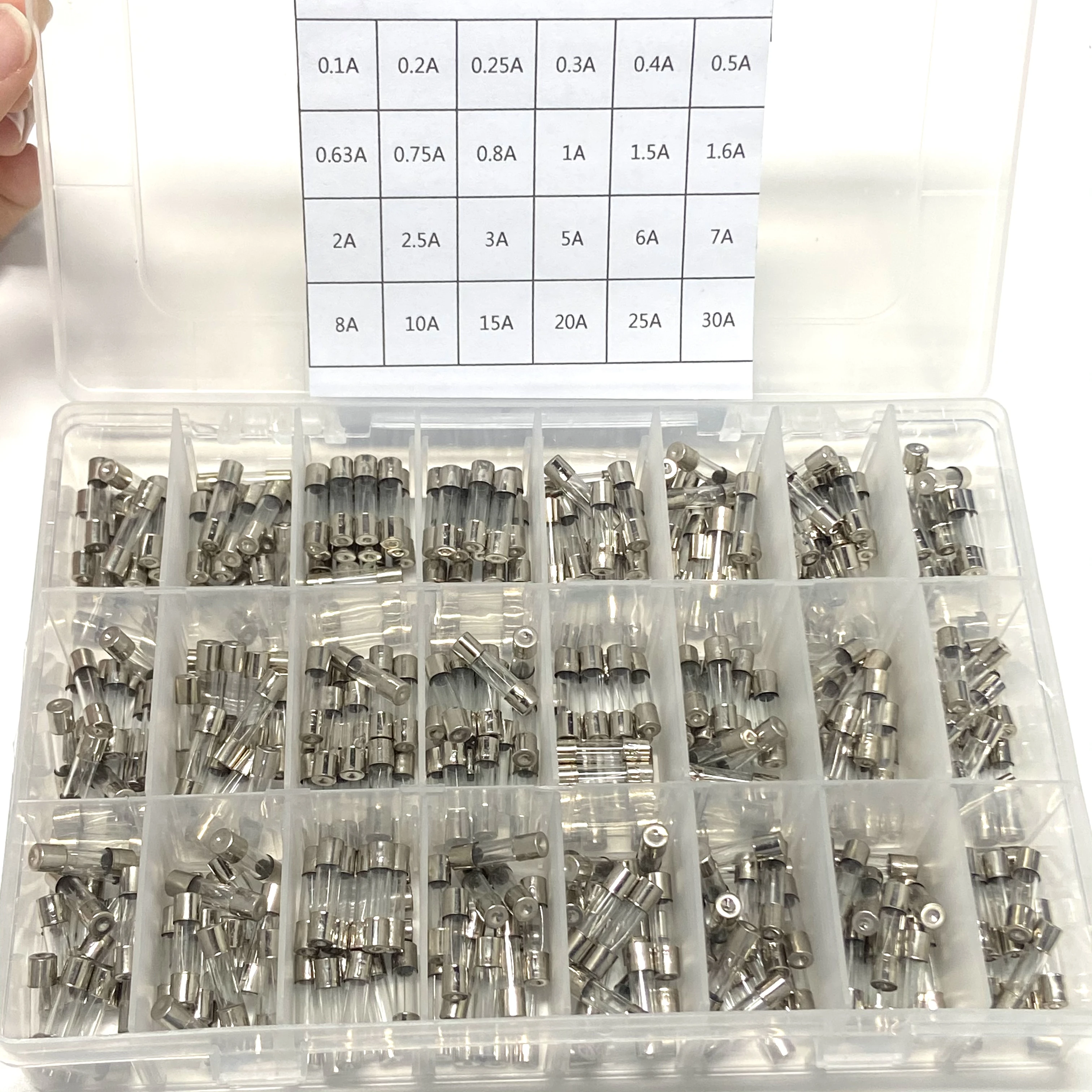 360Pcs 5x20mm Glass Tube Fuse Quick Blow Glass Tube Fuse Assorted Kits Fast-blow Glass Fuses 0.1A-30A 24values 15kinds 200pcs box 6 30 5 20 fast blow glass fuse assorted kit 0 1a 30a household fuses automobile glass tube fuse in stock