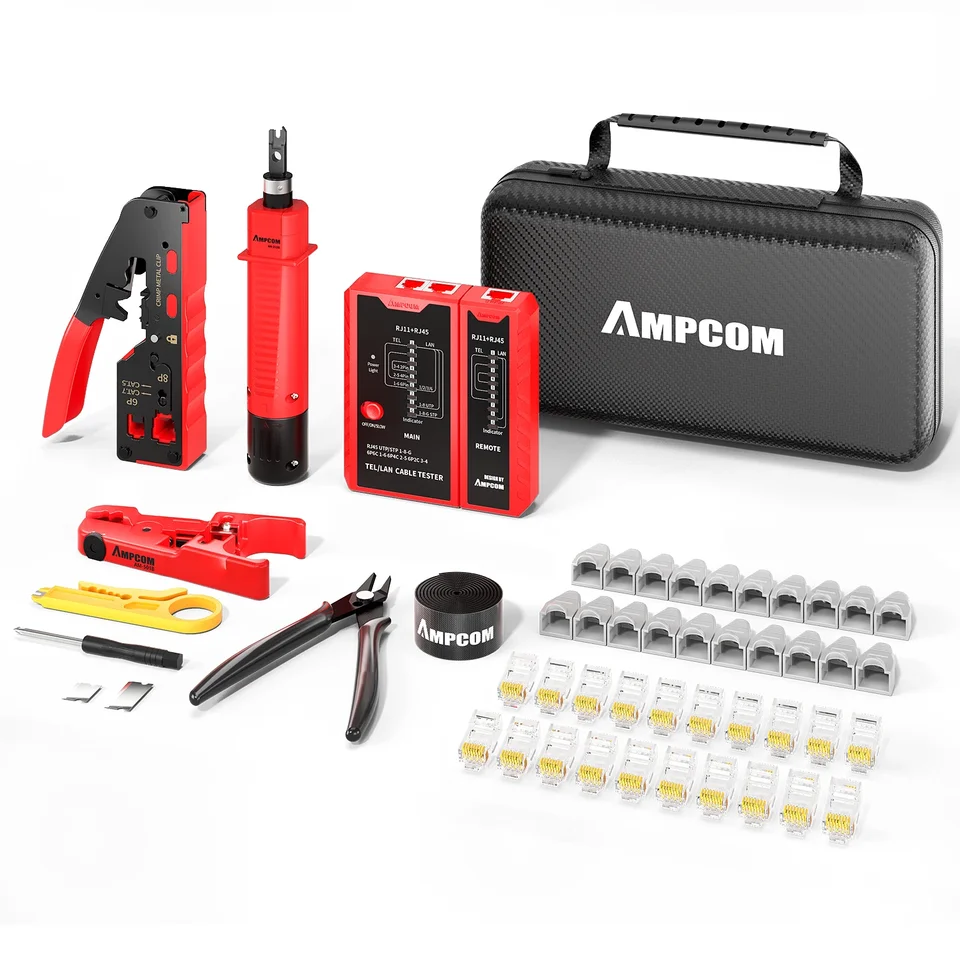 AMPCOM RJ45 Pass Through Crimping Tool Kit