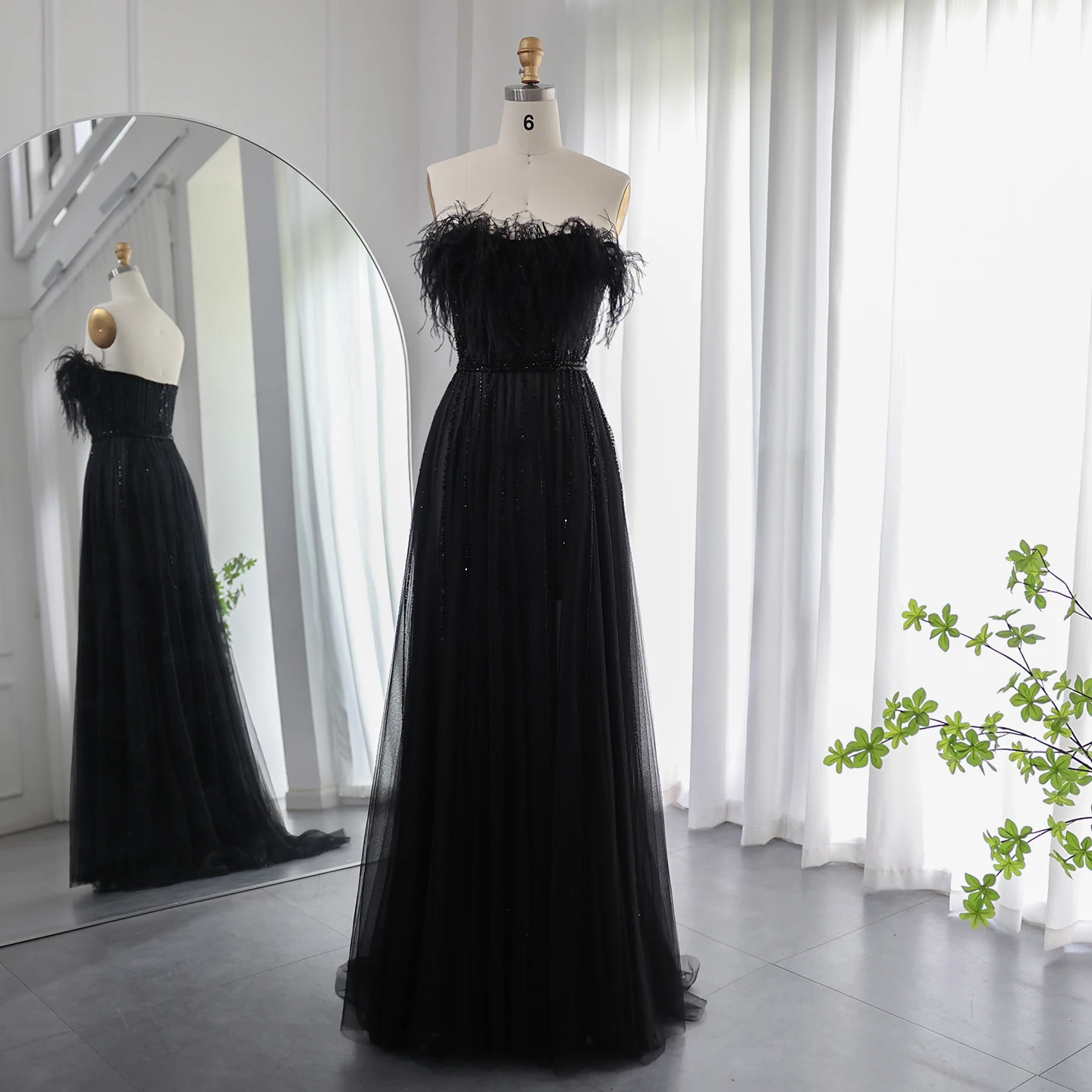 strapless open back dress Jovani JVN60696 Size 12 Black Prom Dress Ballgown Pockets – Glass Slipper  Formals main image 1