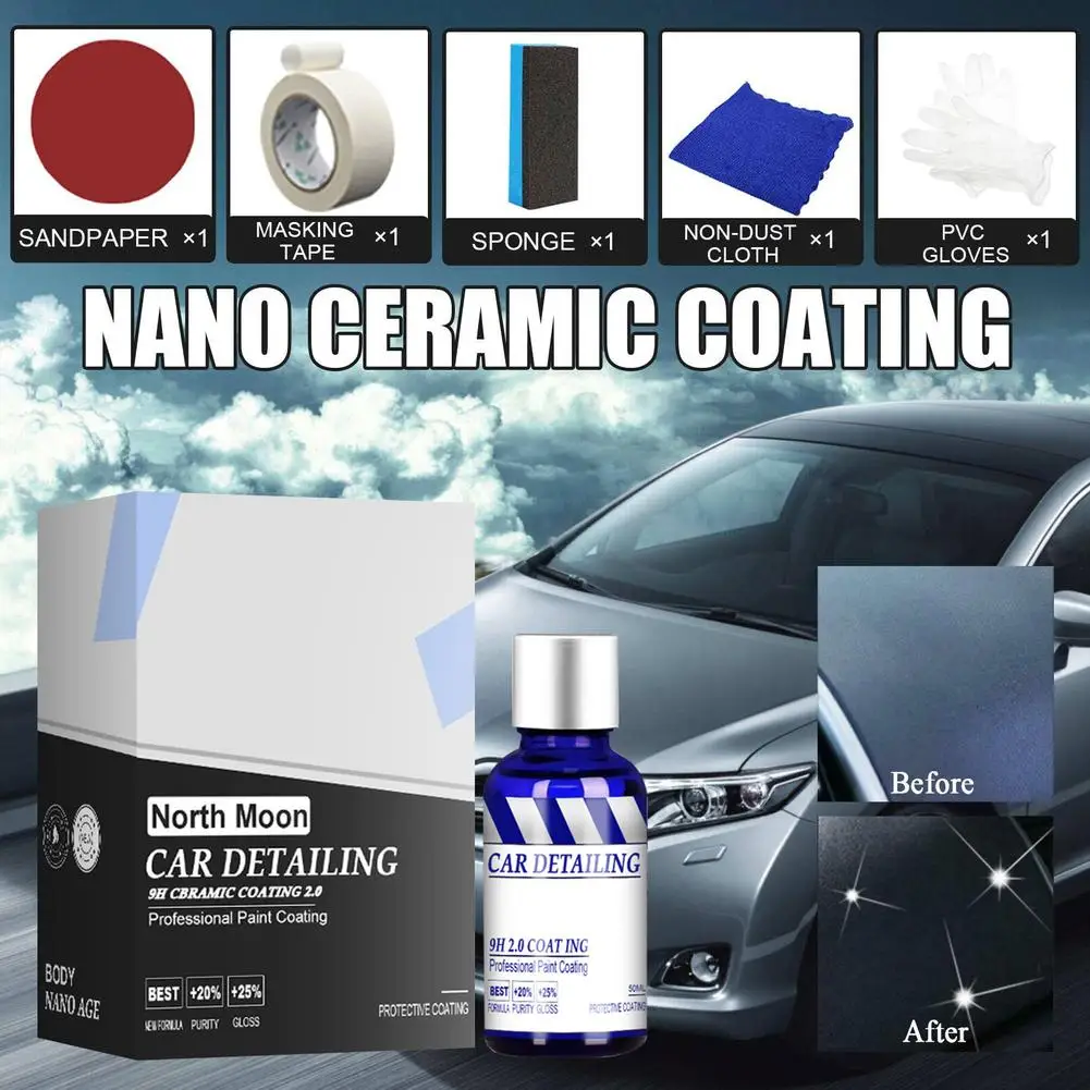 Car Ceramic Coating 50ml Car Coating Agent Waterproof Dustproof Anti-scratch Polishing Plating Ceramic Refurbishment Hydrophobic Paint Repair Agent
