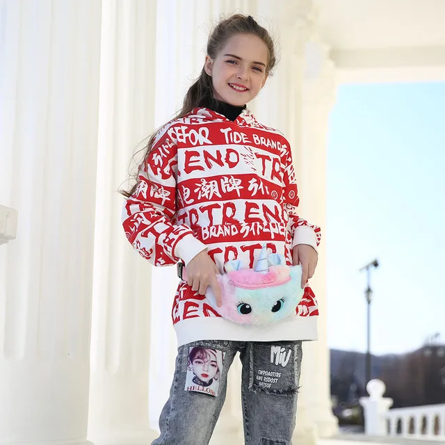 Children's Fanny Pack Cute Unicorn  Plush Toys Belt Gradient Color Chest Bag Cartoon Coin Purse Travel Chest Bag Girls Waist Bag 3