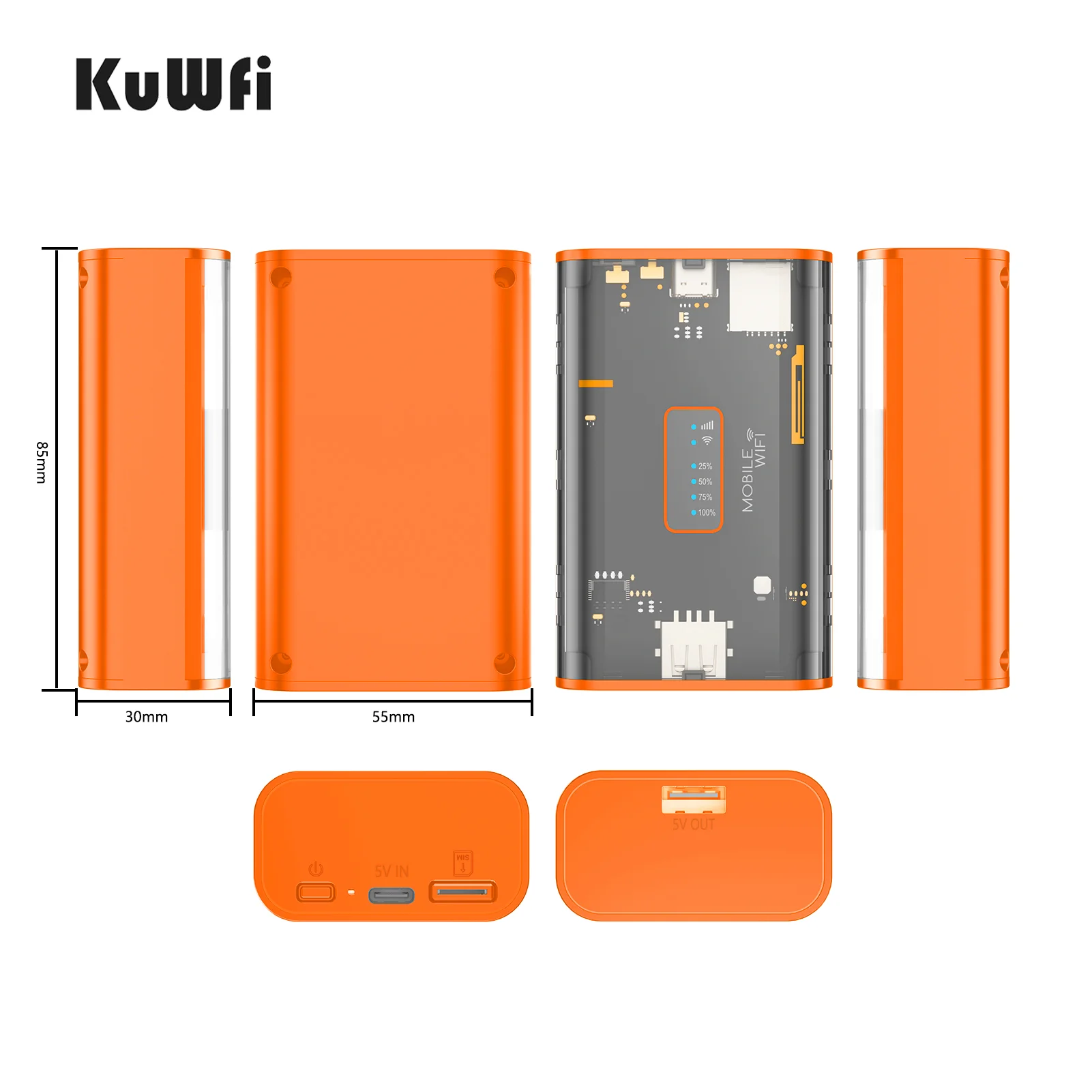 Lte Mobile Travel Router Hotspot Wi-fi sem Fio Saída Usb tipo c de Carregamento Slot para Cartão Sim Móvel de Proteção 5200mah 150mbps Kuwfi4g - Imagem 5