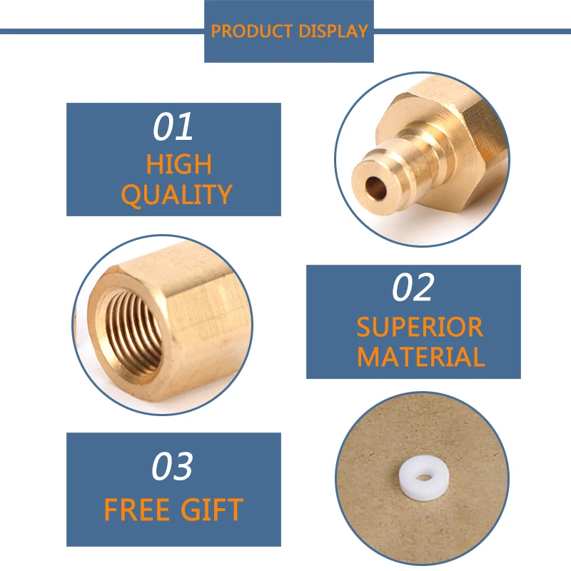 Copper Quick Coupler Connector Fittings 1/8BSPP 1/8NPT M10x1 Thread 8MM Male Plug Socket 3pcs/set