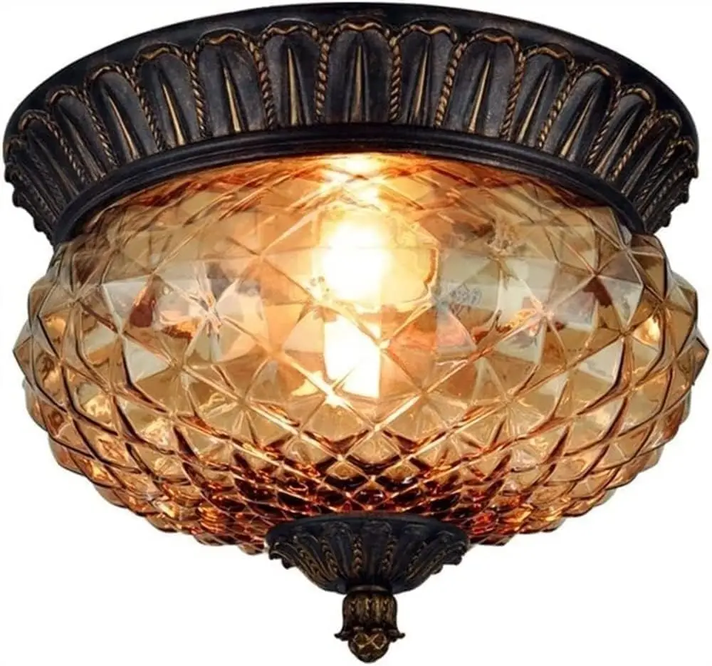 

Modern Round Balcony Ceiling Lamp European Style Crystal Glass Ceiling Light Close to Ceiling Light Fixture for Hallway Bathroom