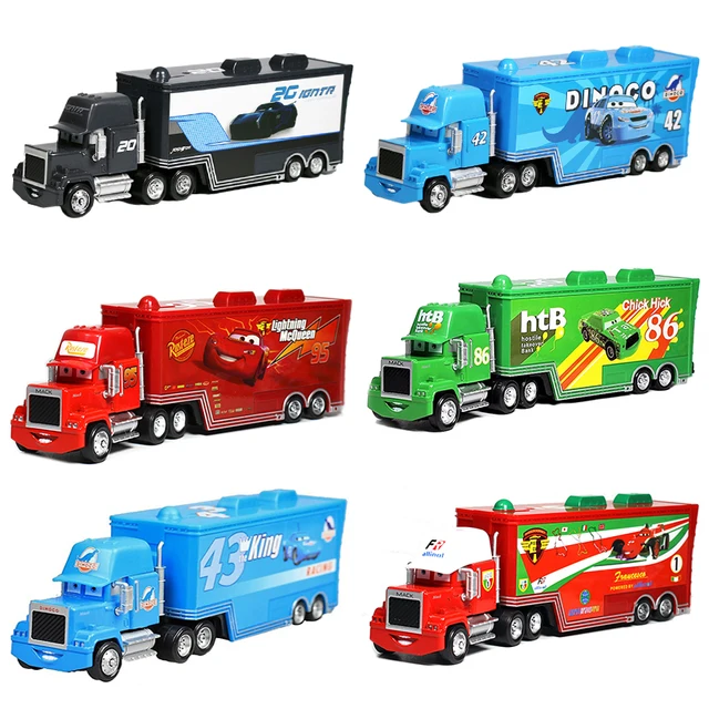 Disney Pixar Cars 2 3 Toys Lightning McQueen Truck Jackson Storm Uncle Mack 1:55 Diecast Lorry Trailer Model Child Kids Gift