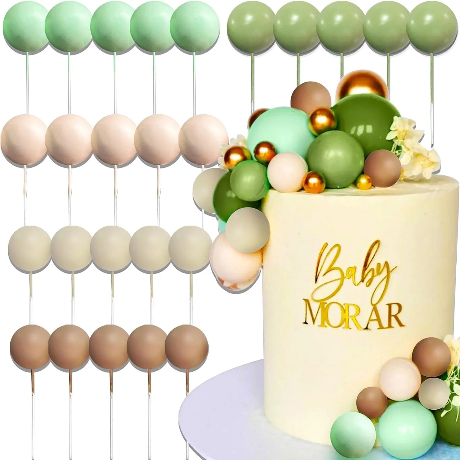 Ball Topper Dekorationen Mini Luftballons Kuchen Topper Sticks Schaumstoffbälle Kuchen Picks Kuchen Topper Bälle Kuchen Dekorationen für Hochzeit