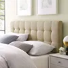 Tufted Linen Fabric Upholstered Queen Headboard in Beige 1