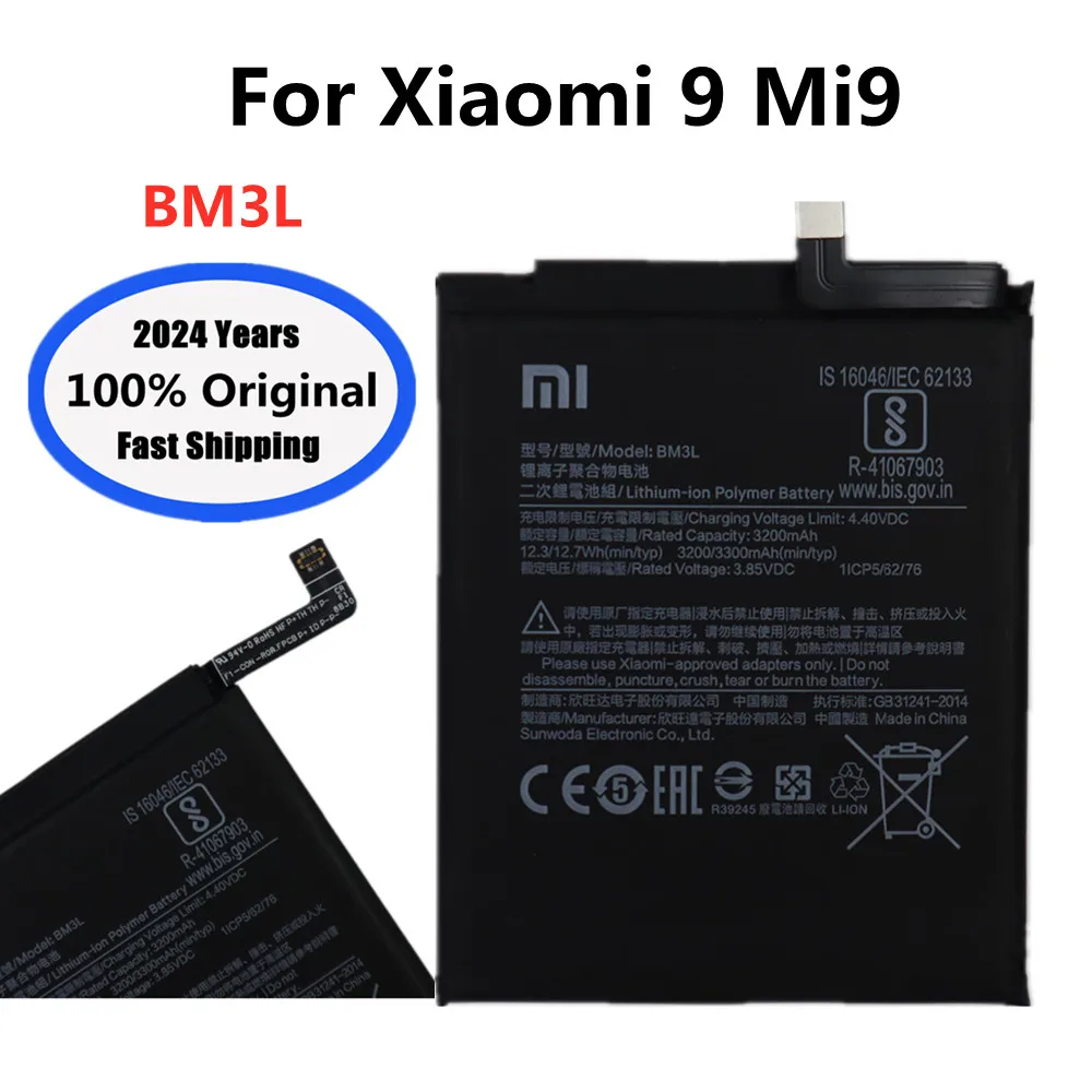 

2024 Years Xiao Mi Original Battery BM3L For Xiaomi 9 MI9 M9 MI 9 3300mAh Phone Battery Bateria Batteries In Stock Fast Shipping