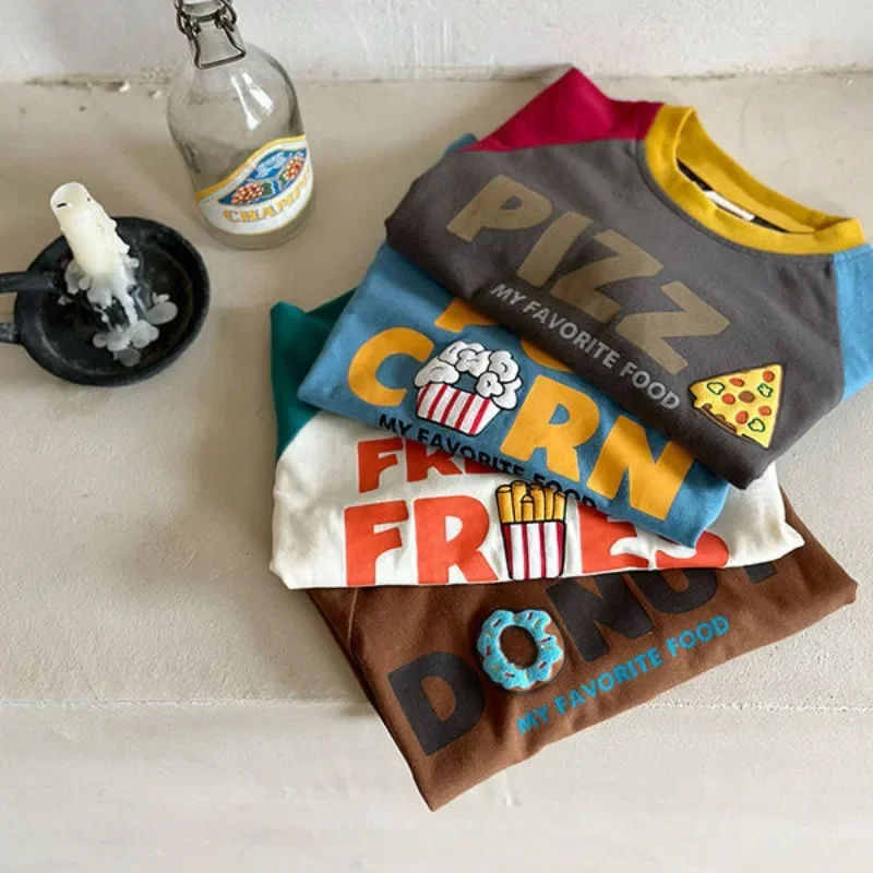 Children T Shirts for Kids 1-10years Long Sleeve Girls Tops Boys Tees School Baby Blouse Toddler Outerwear children t shirt