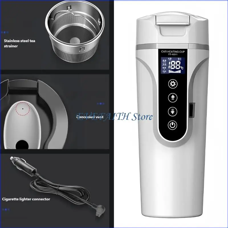 124B 12/24V 야외용 빠른 끓는 자동차 주전자 자동차 커피 머그잔 가열된 물 컵 주전자