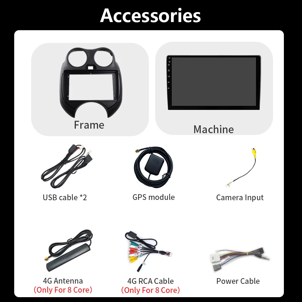 ֻ ġ MICRA 2010 2011 2012 2013, ȵ̵ ڵ   Ƽ̵ ÷̾,  GPS ׺̼, 4G ī÷, 2 Din