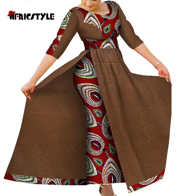 African Women's Dress Bazin Riche Traditional Ankara Print Lady Dress with Skin Fashion Robe Afrcaine Femme Lady Evening Gowns 20