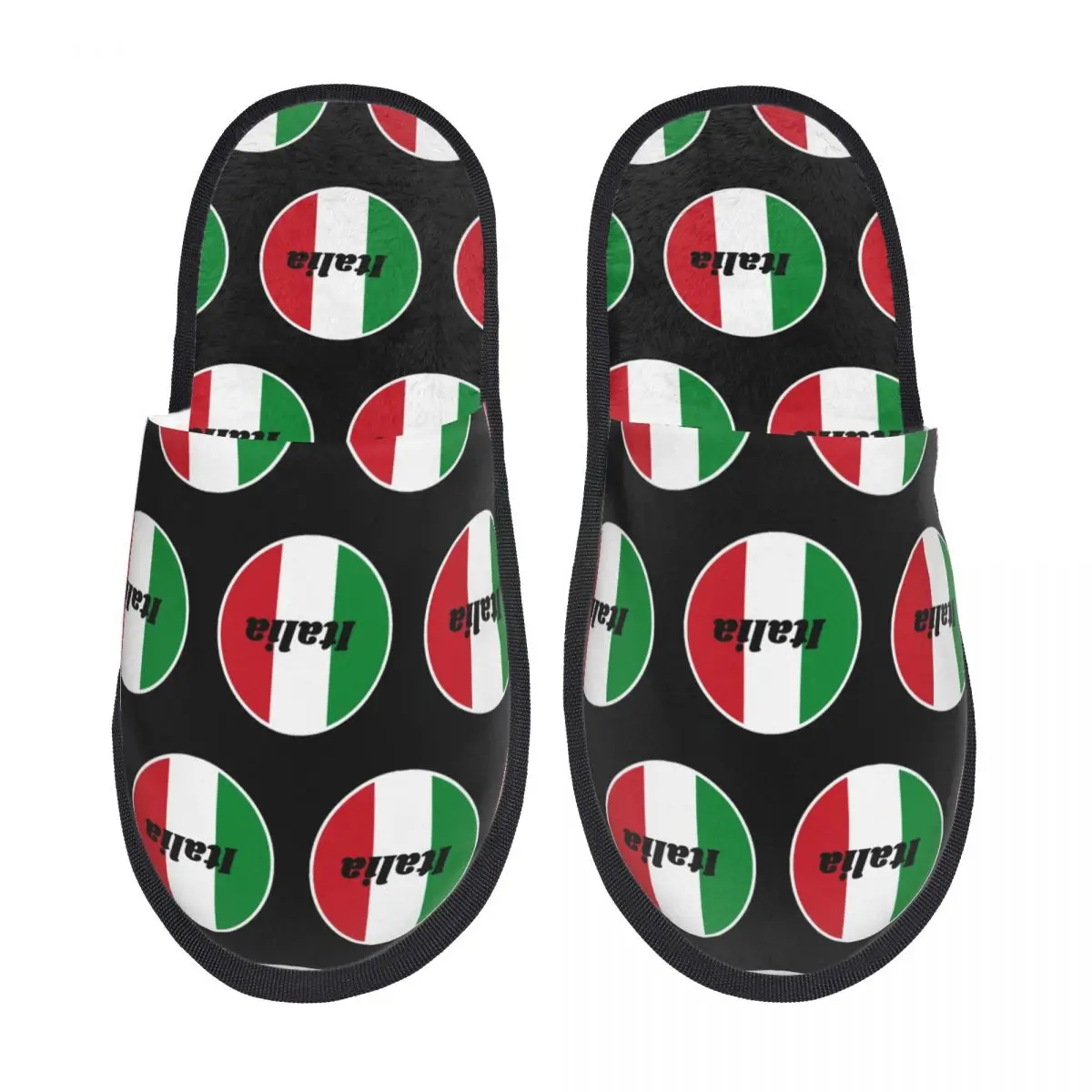 

Retro Italia Flag Map Italian Italy Italiano Cotton Slippers Indoor Cozy Household Fur Slides Slippers Non Slip