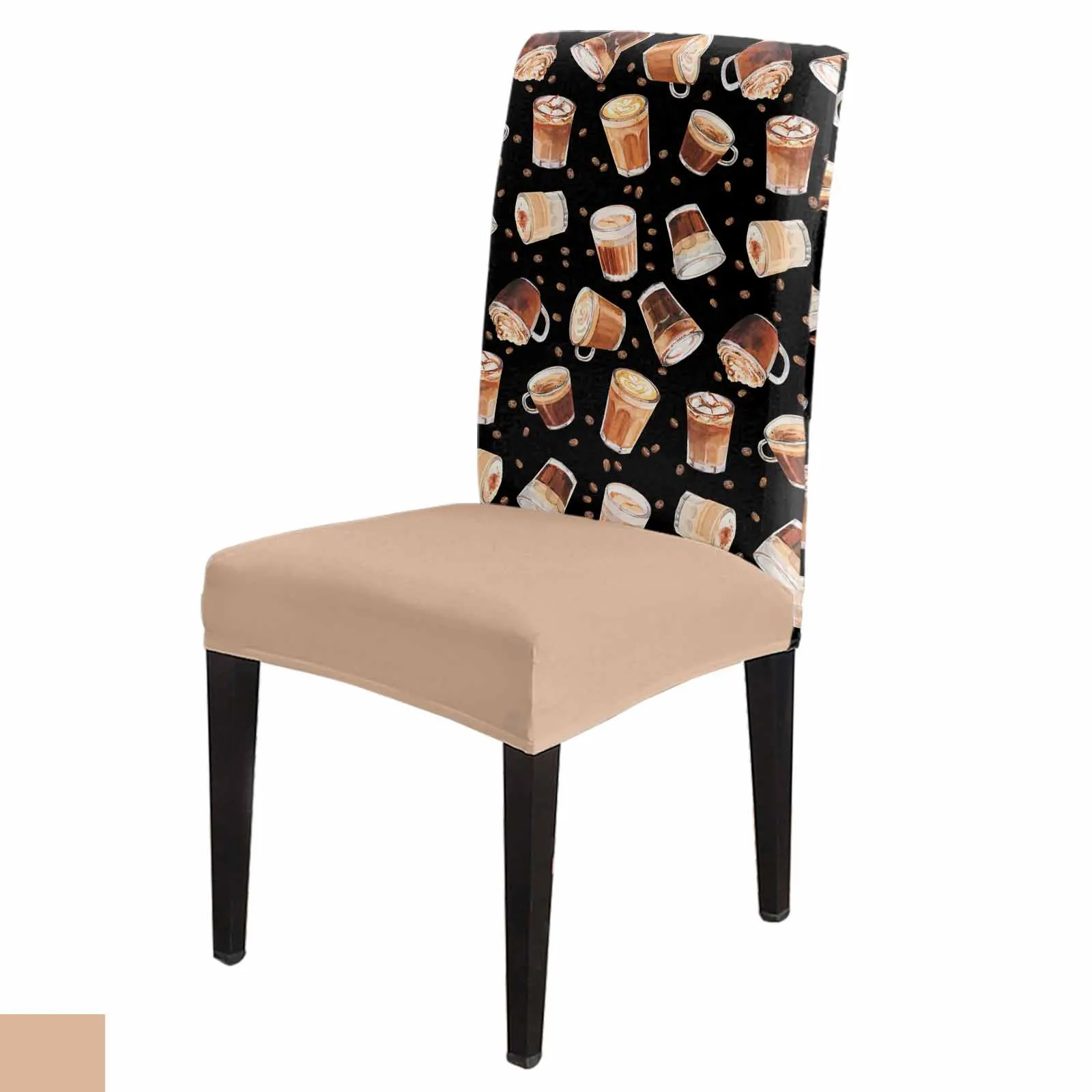 

Чехол на стул с текстурой кофейных зерен, кухонный эластичный чехол из спандекса, чехол на сиденье для домашней столовой