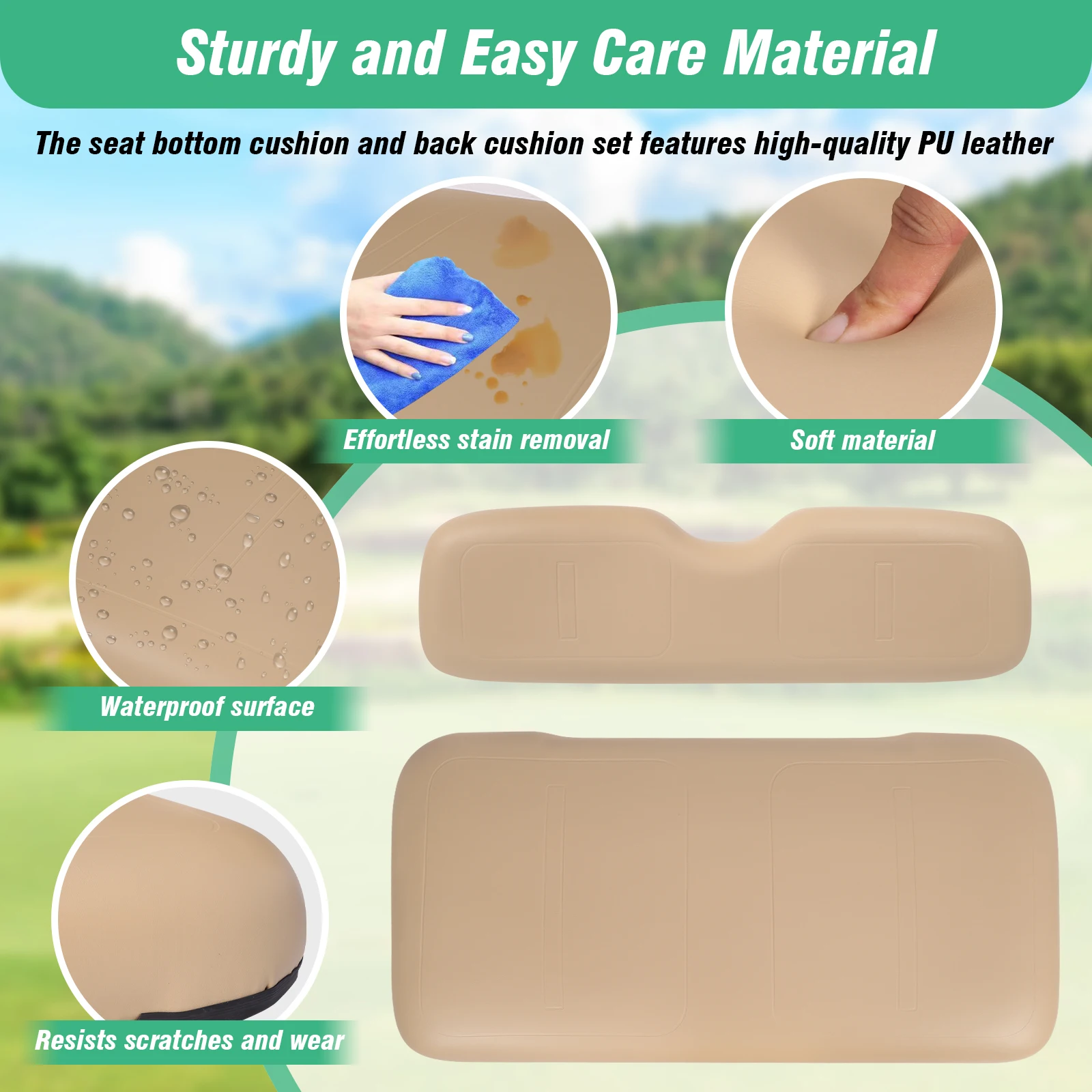 Golf Cart Rear Flip Seat Cushions PU Leather