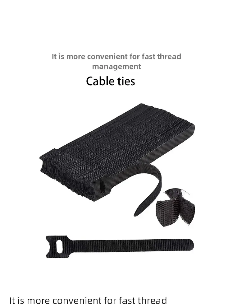 Description Picture 4 of item100pcs Cable Ties 150mmx12mm T Buckle Strap Nylon Loop Wrap Black Back To Back Data Cable Self Adhesive Cable Management