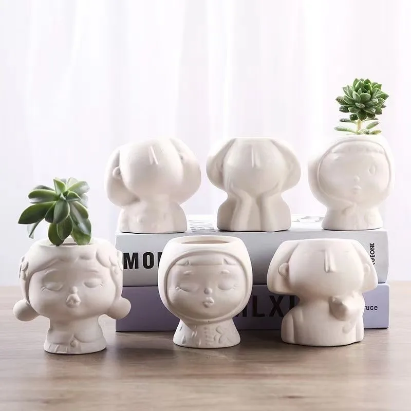 Graffiti Flower Pot Ceramic Handdrawn Flower Pot DIY Sketching Plain Burned Coarse Ceramic Creative ZD841