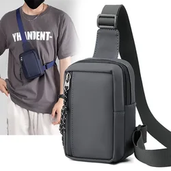 Men's Shoulder Bag Outdoor Leisure Travel Nylon Crossbody Bag Sports Mini Chest Bag Multifunctional Simple Trend Cell Phone Bag