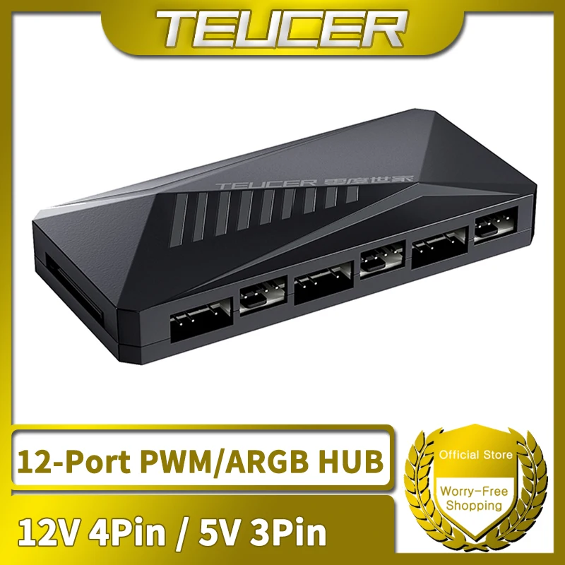 Teucer Lp6p pc Ventilador de Refrigeração Pwm Argb Hub a 5v 3pin 12v 4pin Multi Way Splitter Aura Ventilador Cooler Cabo Adaptador de Extensão