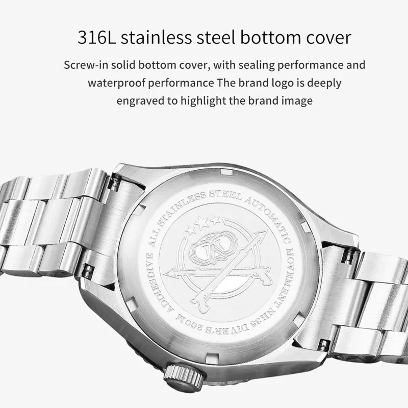 ADDIESDIVE Luxury Sapphire Automatic Men's Watch Ceramic Bezel C3 Super Luminous 200M Diving Watches BUSINESS Relogio Masculino