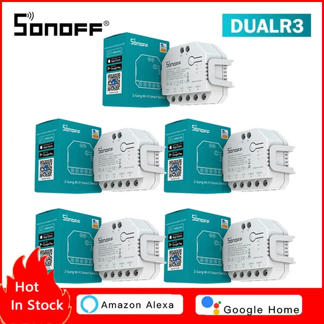 SONOFF DUAL R3 2 Gang Smart Relay Module DIY MINI Smart Switch Power Metering Smart Home Control Via EWeLink Alexa Google Home