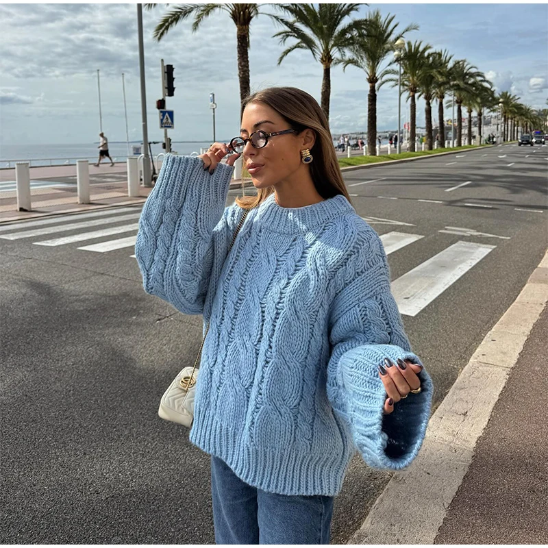 Zopfmuster frauen Pullover Elegante Oansatz Pullover Für Frau Volle Hülse Pullover Weibliche 2025, Herbst Winter Neue Frau Kleidung – Detail 9