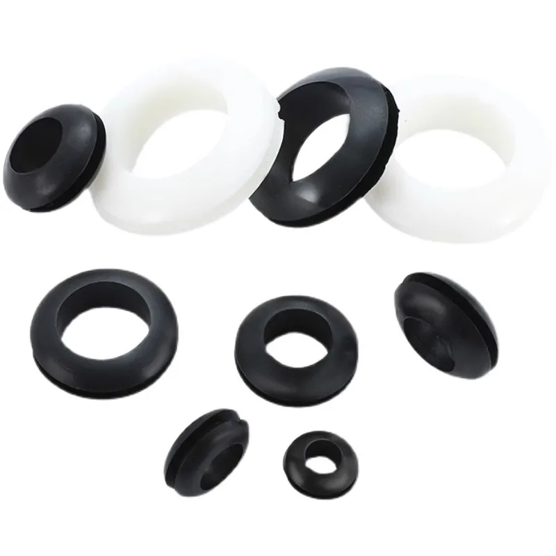 100pcs double-sided coil protector rubber ring cable protector over the wire outlet cable protection ring black O-type waterproo