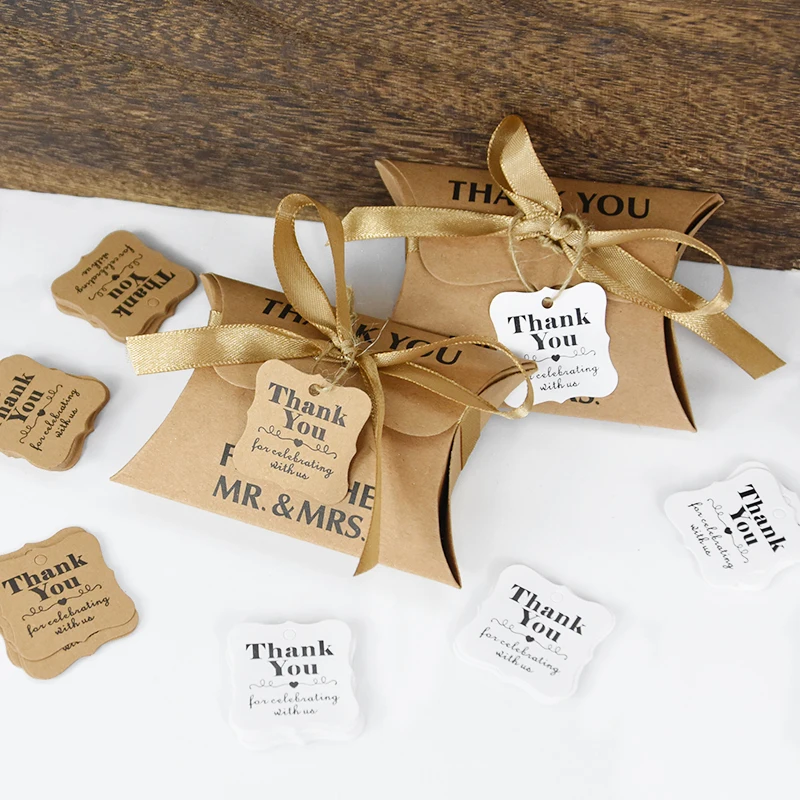 Baby Shower Tags,Wedding Bridal Favor Tags,Thank You for Celebrating with US Paper Gift Tags ,100 Pcs Kraft Thank You Tags for Party Favors with 100