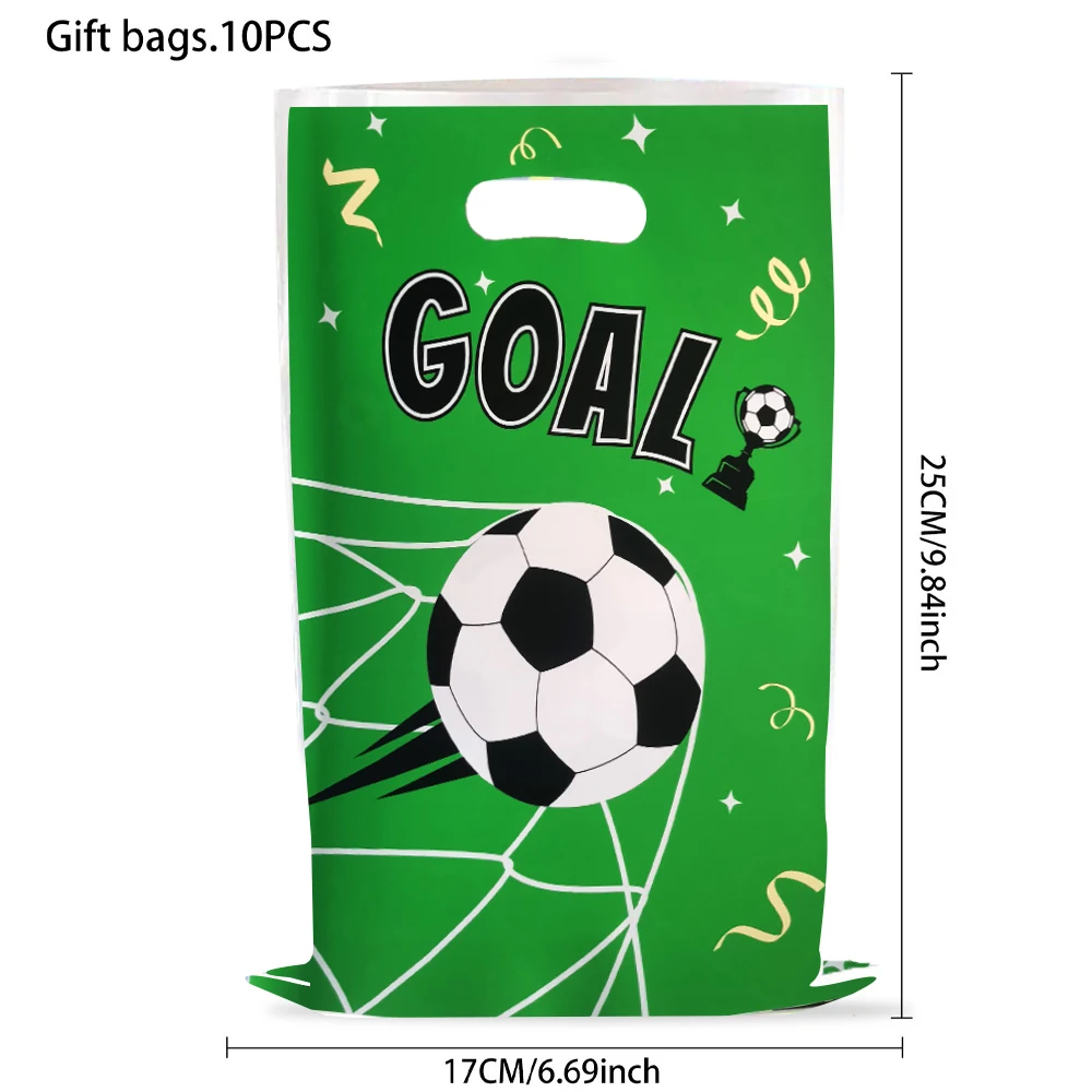 10-30 יחידות קישוטי יומולדת בנושא כדורגל וכדורגל שקיות מתנה פלסטיק שקיות ממתקים ציוד למסיבת ילדים