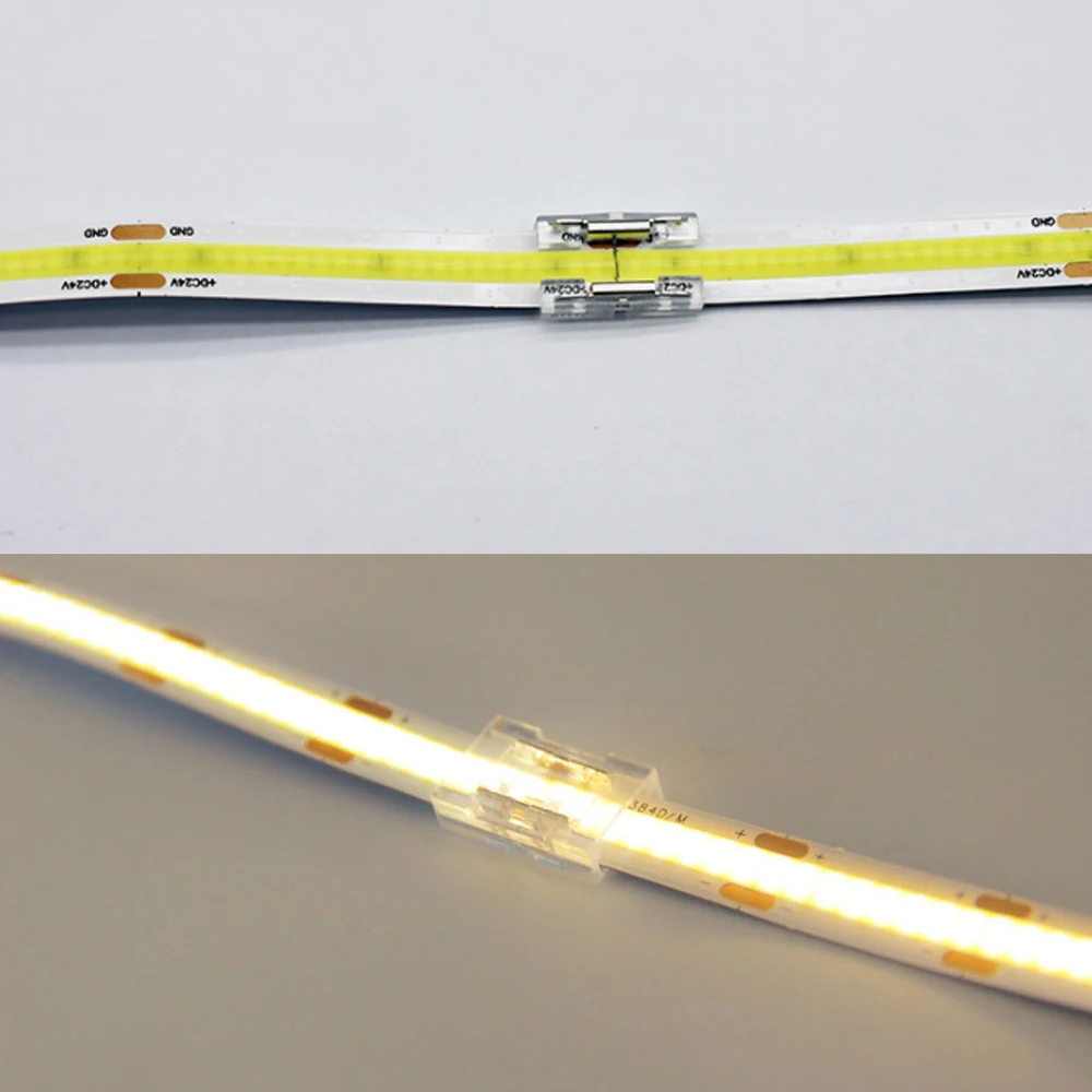 Connecteur de bande LED COB d'angle, bande LED, 8mm, 10mm, IP21, 2 broches,  joint rapide sans soudure, forme I L T +, accessoires