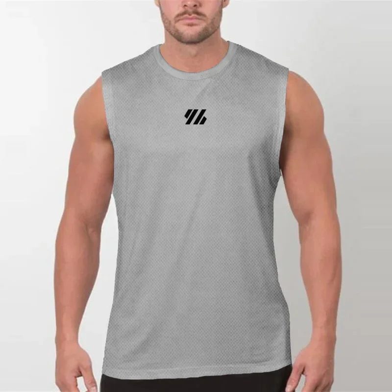 2024 Newest Summer Gym Vest High Quality Mesh Shirt Sleeveless T-shirts Men Tank Tops Basketball Running Fitness Sports Vest Men 3