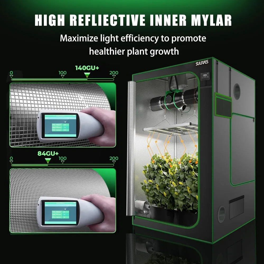 Grow Tent, 48"x48"x80" Indoor Hydroponic Water-Resistant System with Removable Floor Tray and Observation Window, Easy Setup
