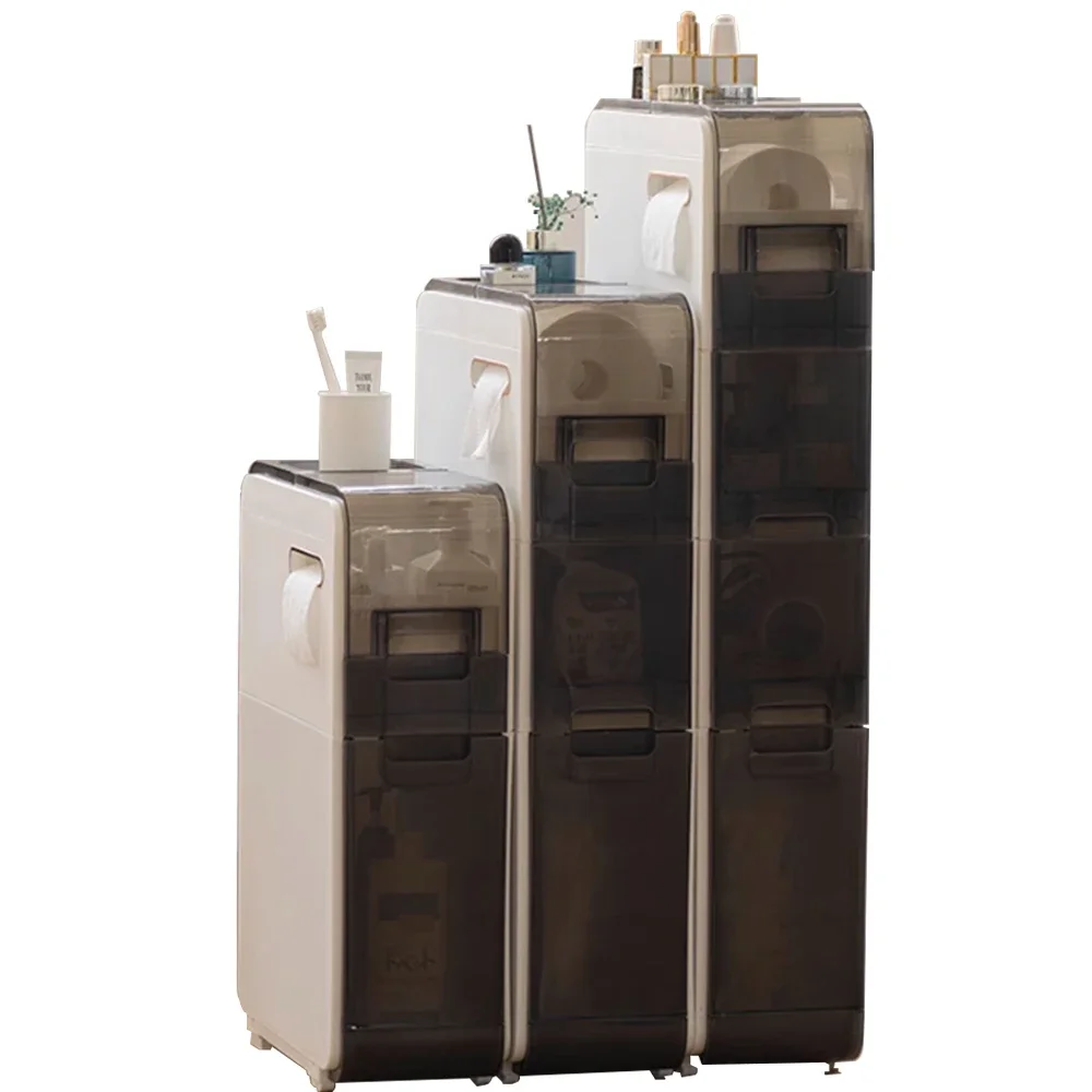 

3/4Layer Toilet Storage Cabinet Bathroom Drawer Closestool Crevice Rack Ultra Narrow Household Kitchen Organizer Floor Shelves